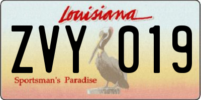 LA license plate ZVY019