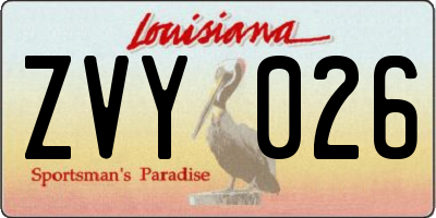 LA license plate ZVY026