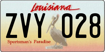 LA license plate ZVY028