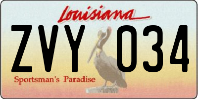LA license plate ZVY034