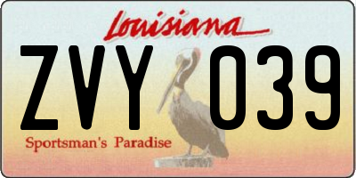 LA license plate ZVY039