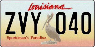 LA license plate ZVY040