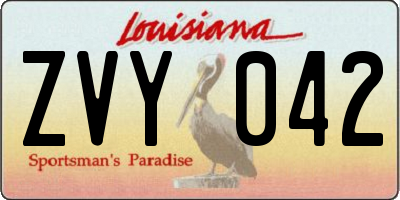 LA license plate ZVY042