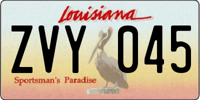 LA license plate ZVY045