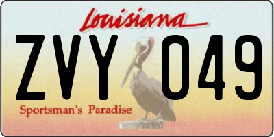 LA license plate ZVY049