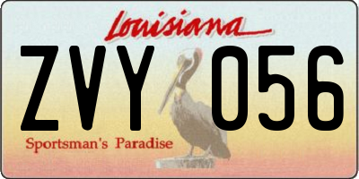 LA license plate ZVY056