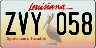 LA license plate ZVY058