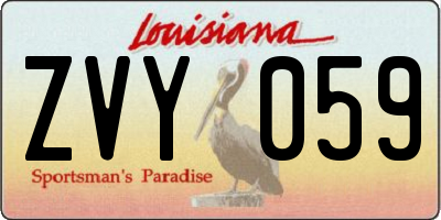 LA license plate ZVY059