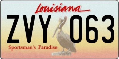 LA license plate ZVY063