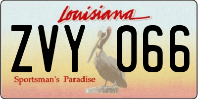 LA license plate ZVY066