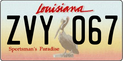 LA license plate ZVY067
