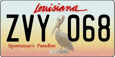 LA license plate ZVY068