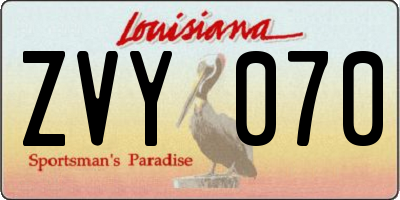 LA license plate ZVY070