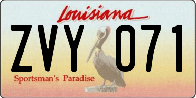 LA license plate ZVY071