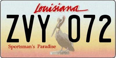 LA license plate ZVY072