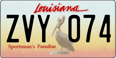 LA license plate ZVY074