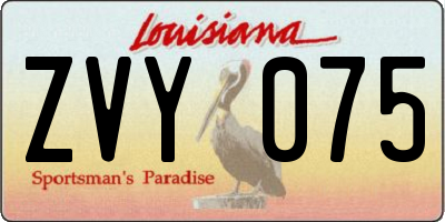 LA license plate ZVY075