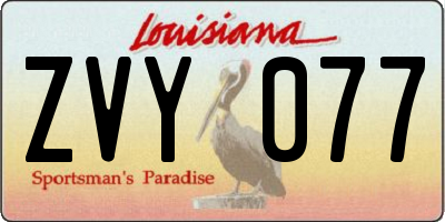 LA license plate ZVY077