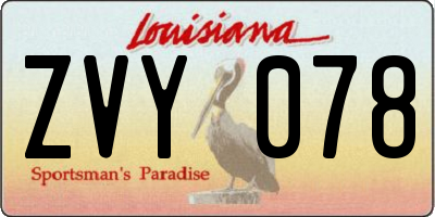 LA license plate ZVY078