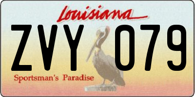 LA license plate ZVY079