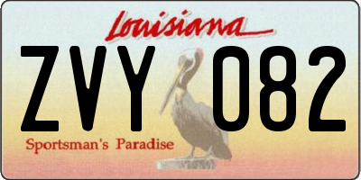 LA license plate ZVY082