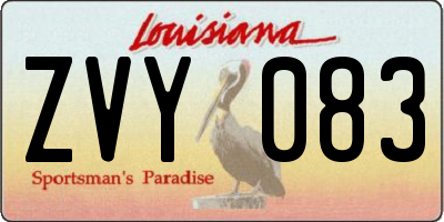 LA license plate ZVY083