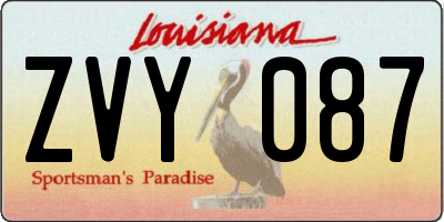 LA license plate ZVY087