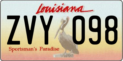LA license plate ZVY098