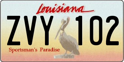 LA license plate ZVY102