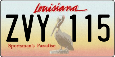 LA license plate ZVY115