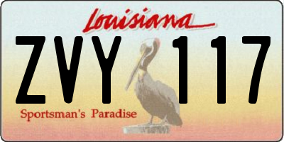 LA license plate ZVY117