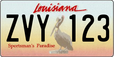 LA license plate ZVY123