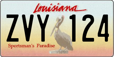 LA license plate ZVY124