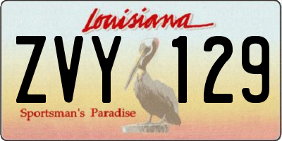 LA license plate ZVY129