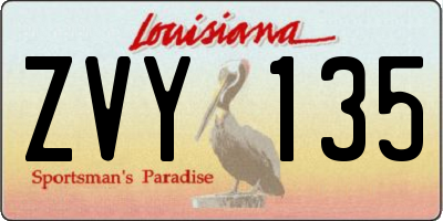 LA license plate ZVY135