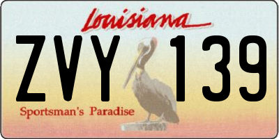 LA license plate ZVY139