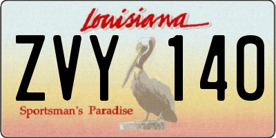 LA license plate ZVY140