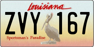 LA license plate ZVY167
