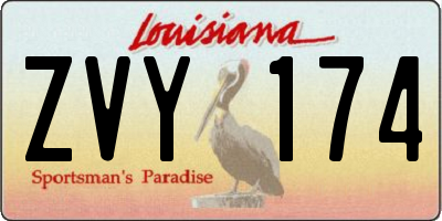 LA license plate ZVY174