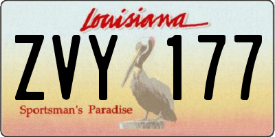 LA license plate ZVY177
