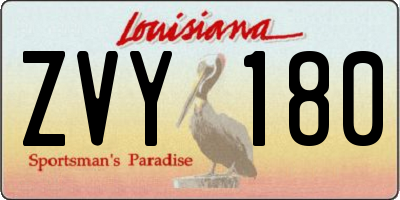 LA license plate ZVY180