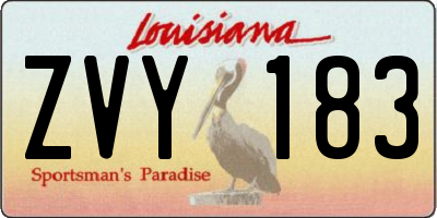 LA license plate ZVY183