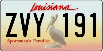 LA license plate ZVY191