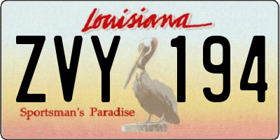 LA license plate ZVY194