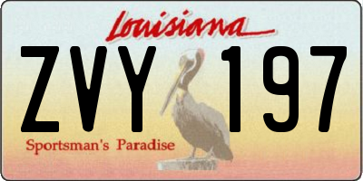 LA license plate ZVY197