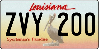 LA license plate ZVY200