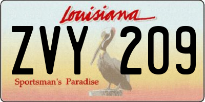 LA license plate ZVY209