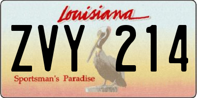 LA license plate ZVY214