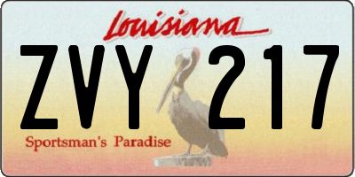 LA license plate ZVY217