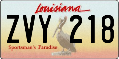 LA license plate ZVY218